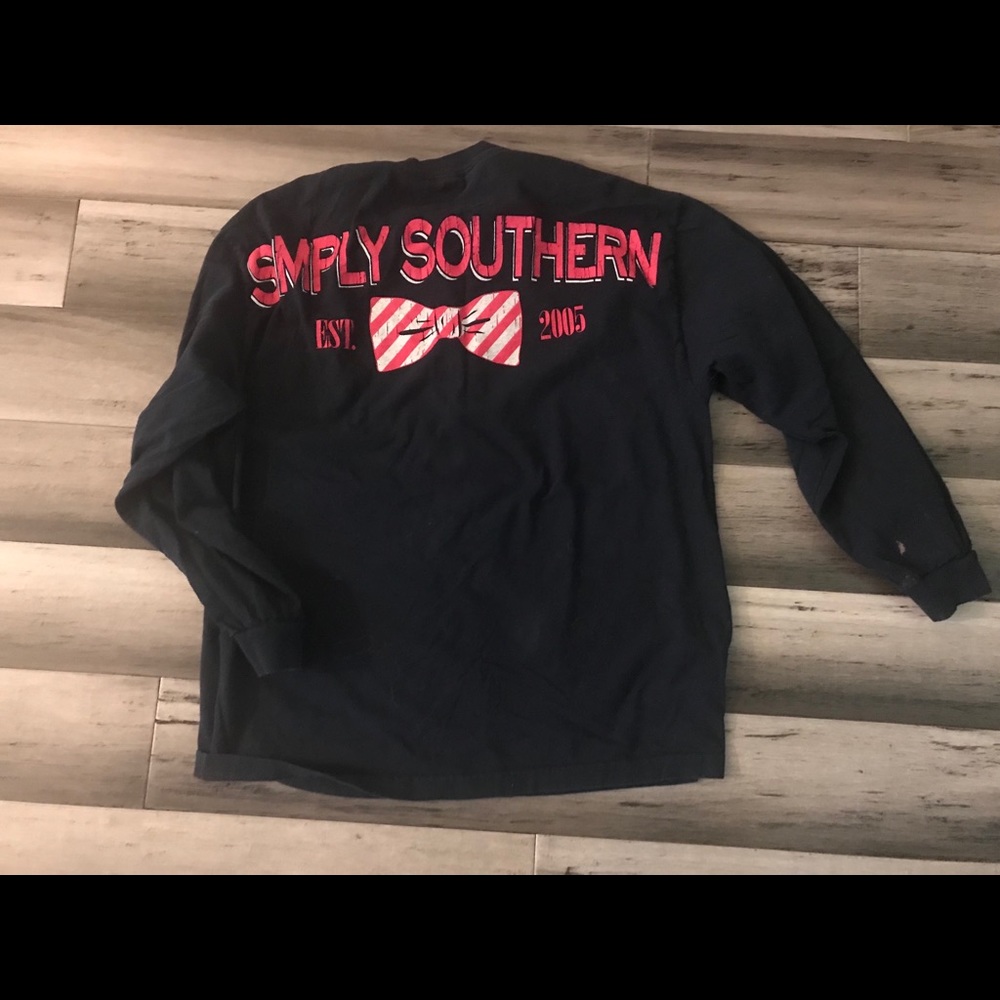 Simply Southern Long Sleeve Tee in Navy and Pink🎀